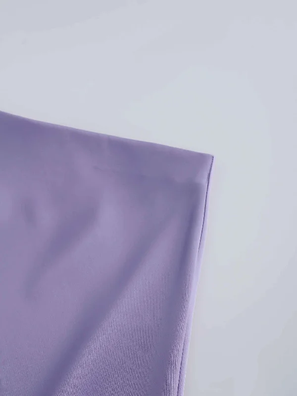 Solid Satin Slip Skirt-Lavender