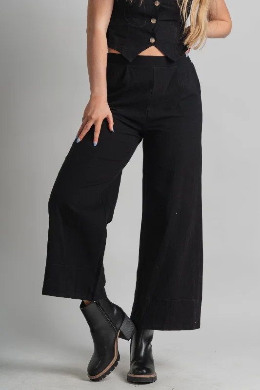 Solid wide leg pants black