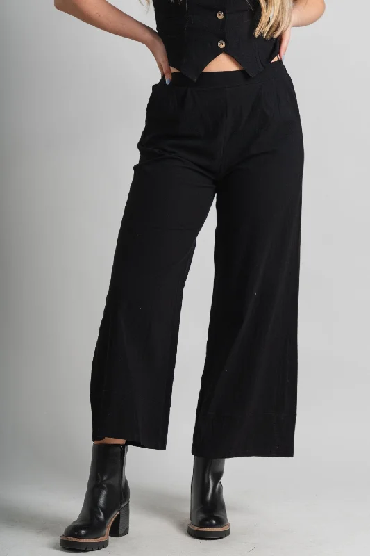 Solid wide leg pants black