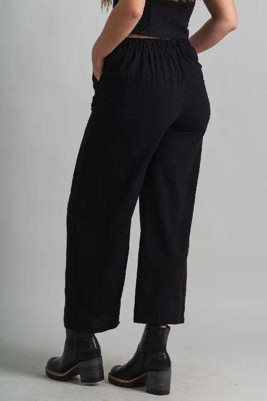 Solid wide leg pants black