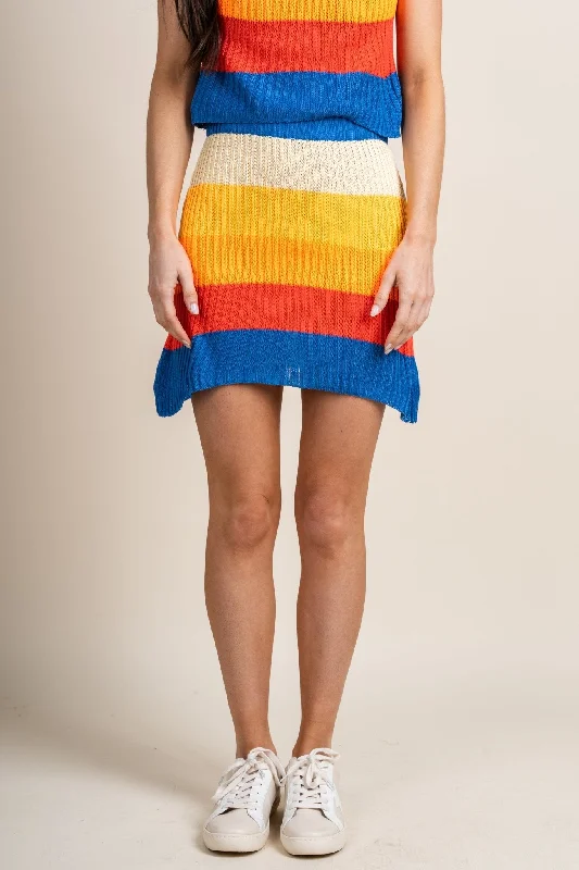 Striped knit skirt orange/blue