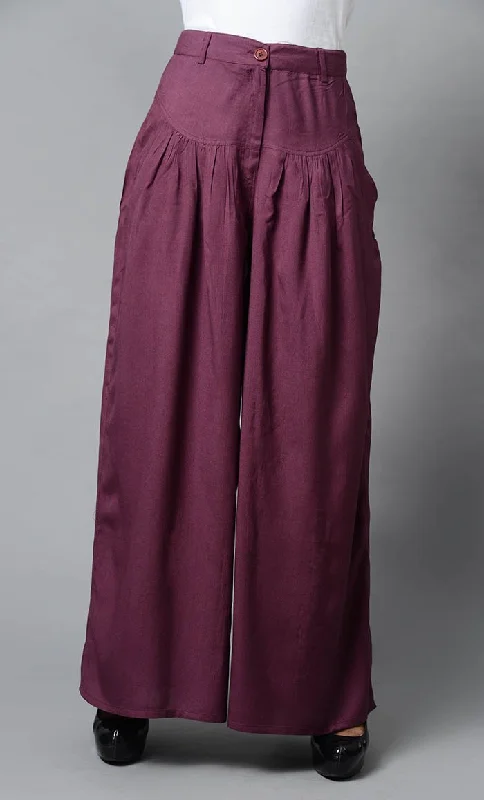 Super Comfy Buttoned Parallel Pant-Magenta