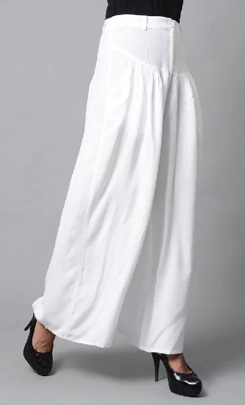 Super Comfy Buttoned Parallel Pant-White