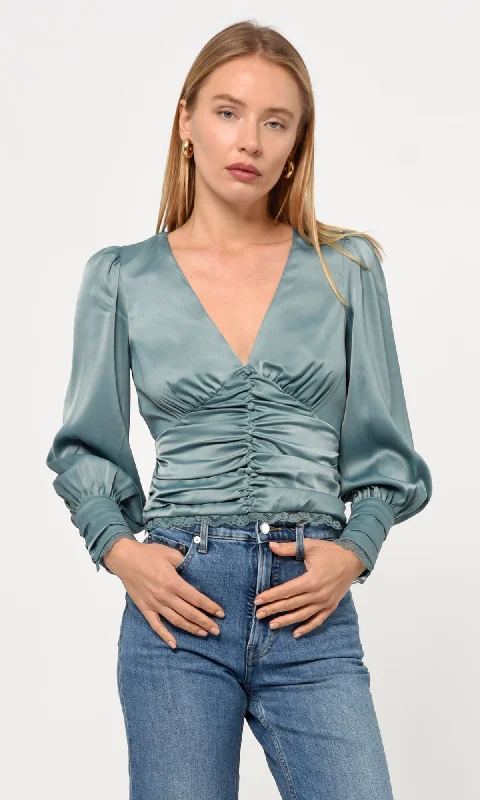 Taylor Button Front Satin Blouse