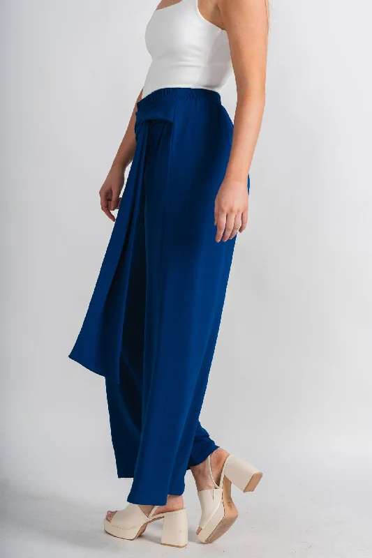 Tie waist wide leg pants royal blue