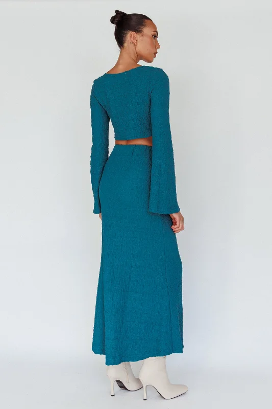 Treasures Textured Midi Skirt Teal