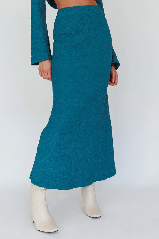 Treasures Textured Midi Skirt Teal