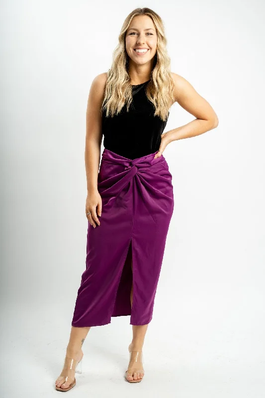 Twist waist midi skirt magenta