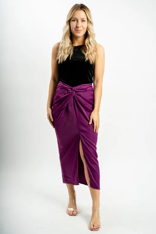 Twist waist midi skirt magenta