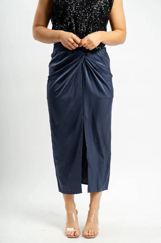 Twist waist midi skirt navy