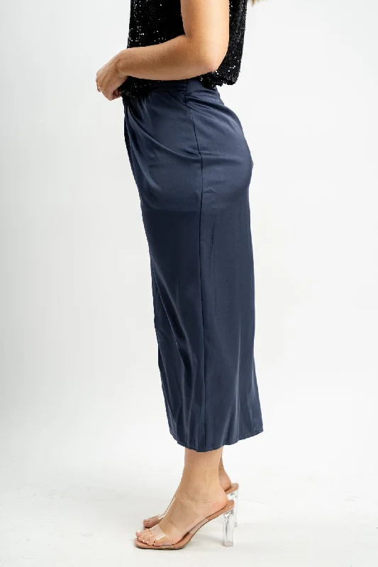 Twist waist midi skirt navy