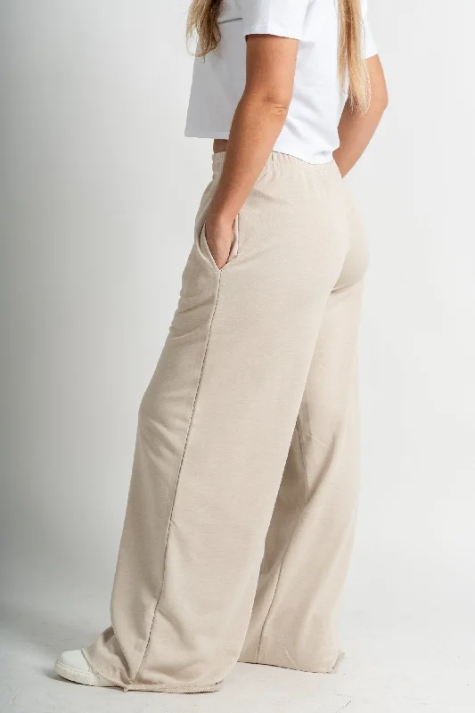 Vanessa wide leg lounge pant beige