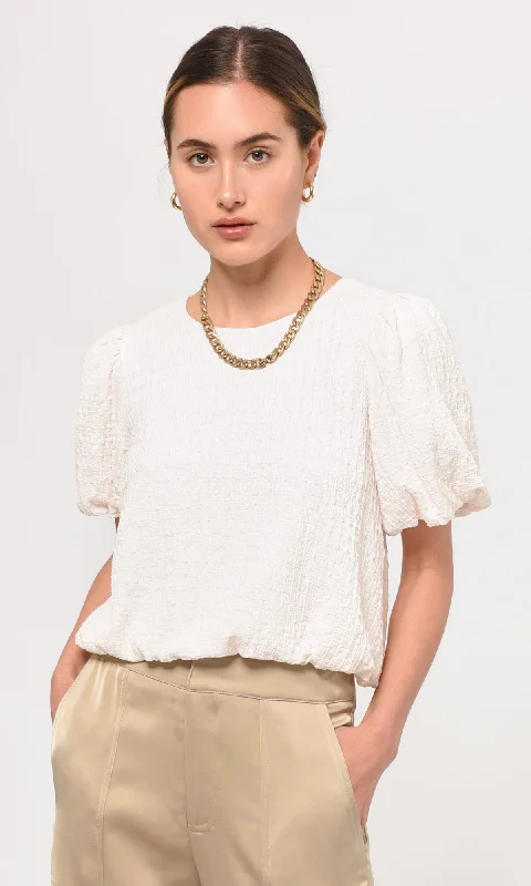 Viola Puff Sleeve Textured Knit Top