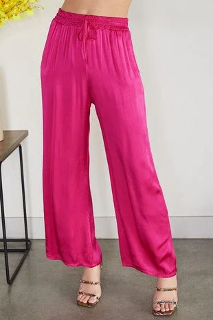 WIDE LEG SATIN PANTS