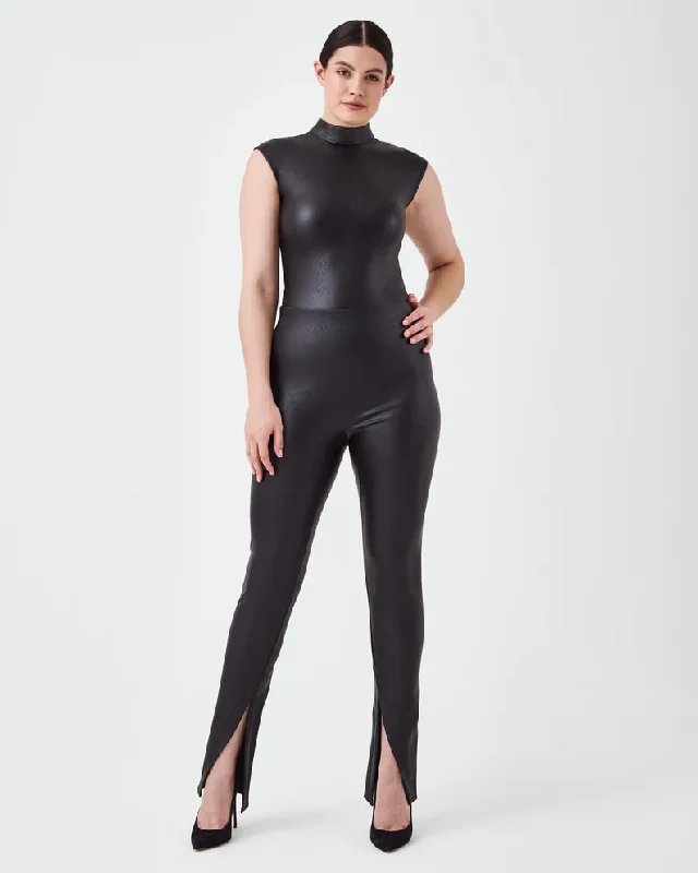 Spanx Leather-Like Bodysuit Luxe Black