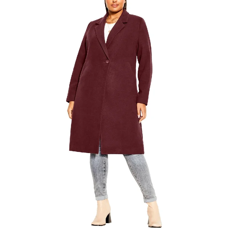 City Chic Womens Plus Effortless Midi Cold Weather Overcoat