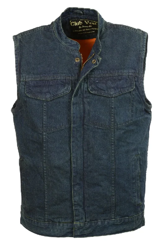 Club Vest CVM3000 Men's Classic Blue Denim Vest with Dual Front Closure