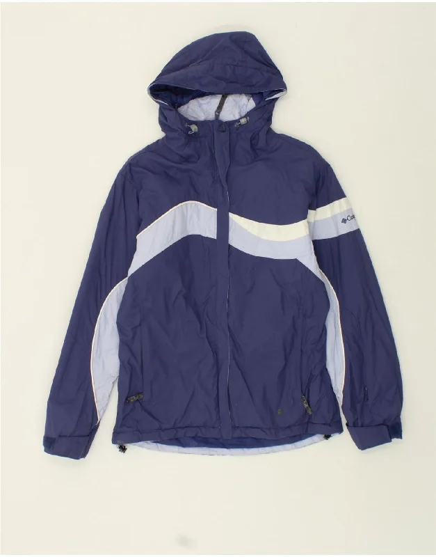 COLUMBIA Womens Hooded Windbreaker Jacket UK 10 Small Navy Blue