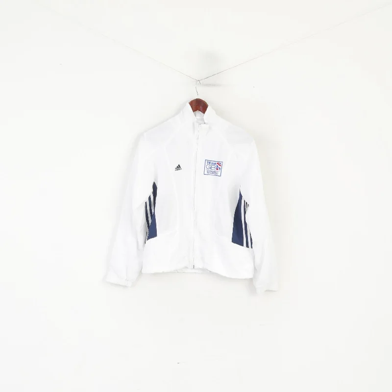 Adidas Women 12 38 M Jacket White Team Great Britain Sportswear Zip Up Top