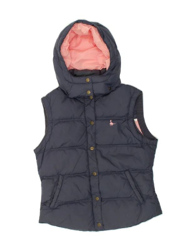 JACK WILLS Womens Hooded Padded Gilet UK 12 Medium Navy Blue Nylon