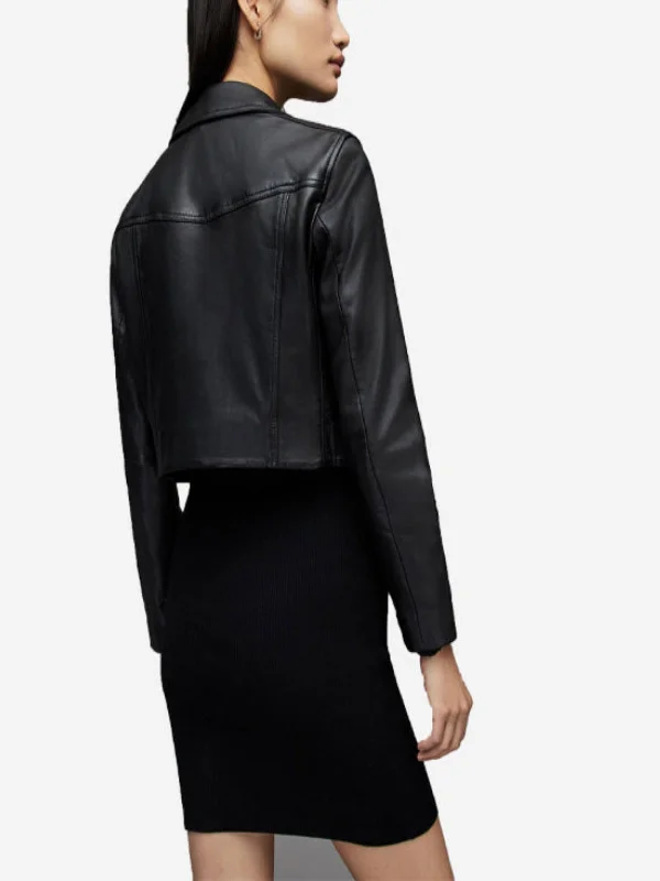 Stylish Women’s Black Cropped Leather Jacket