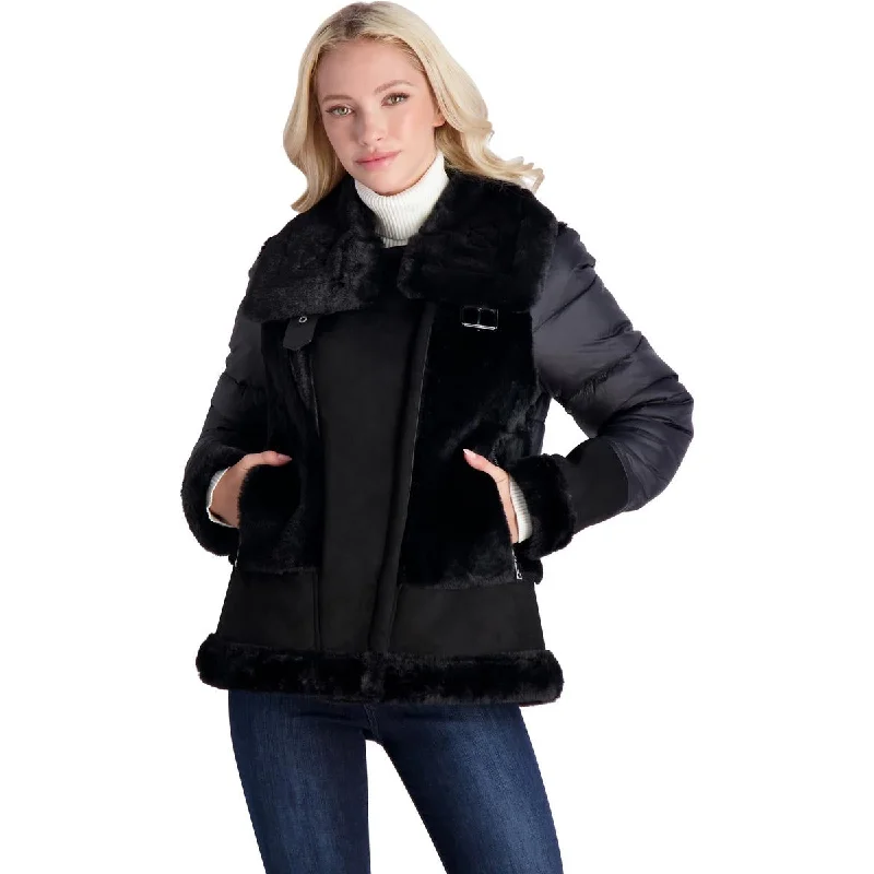 Tahari Women's Saylor Mixed Media Puffer Coat