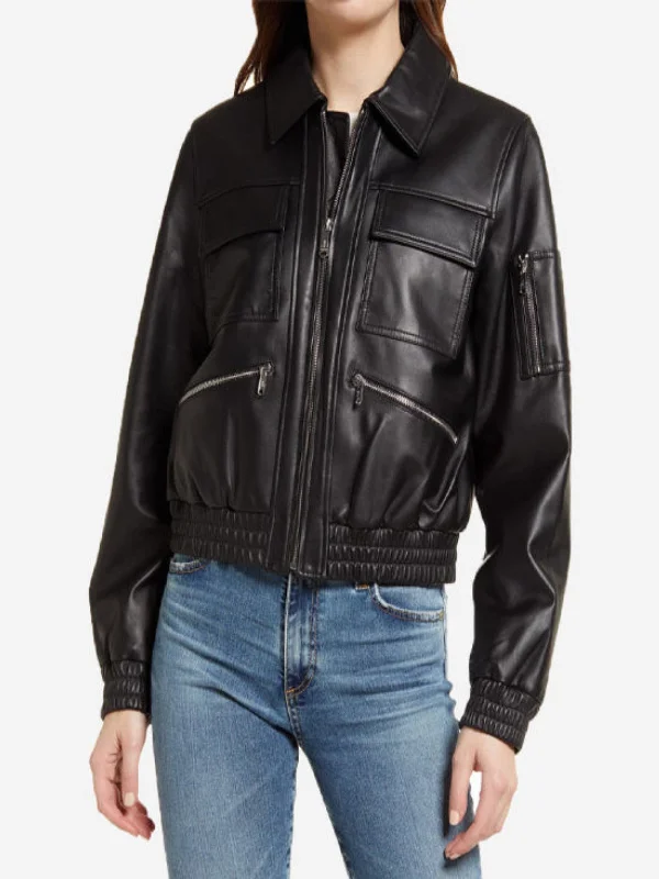 Women’s Black Bomber Leather Jackets