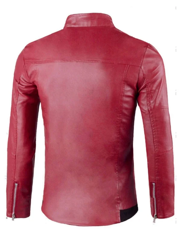 Women’s Flap Button Embellished Maroon Leather Jacket