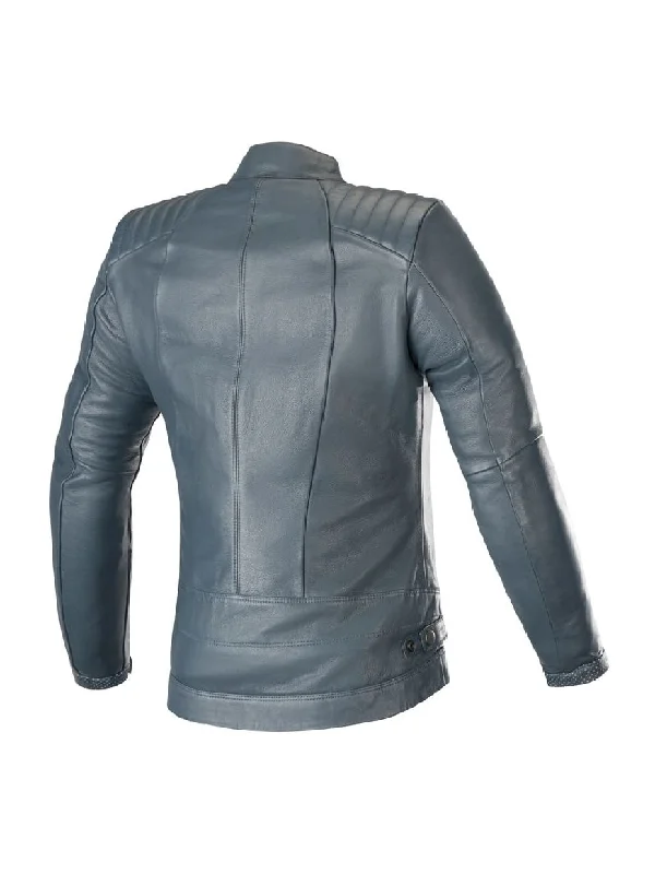 Women Stone Blue Biker Leather Jacket