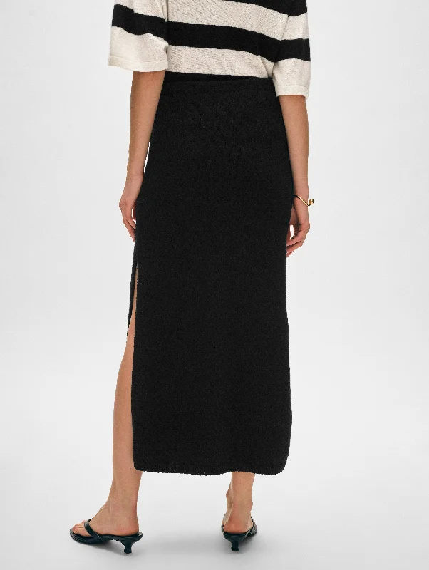 Cotton Slub Side Slit Skirt