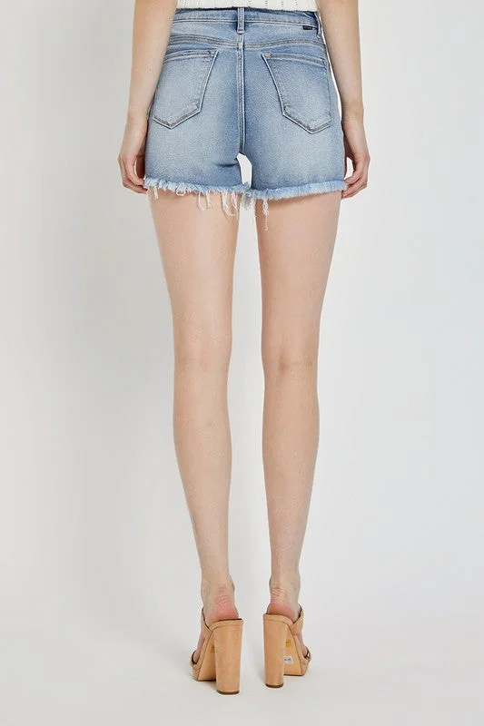 Risen High Rise Distressed Light Denim Shorts(RDS6089)