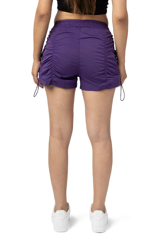 Utility Shirring Shorts - Purple