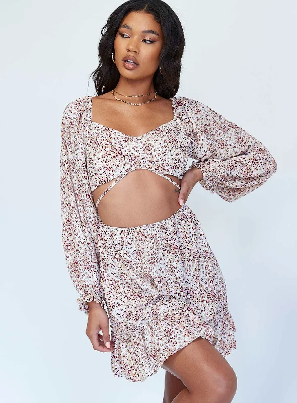 Blossom Mini Dress Floral Cozy Ruched Mini Dress