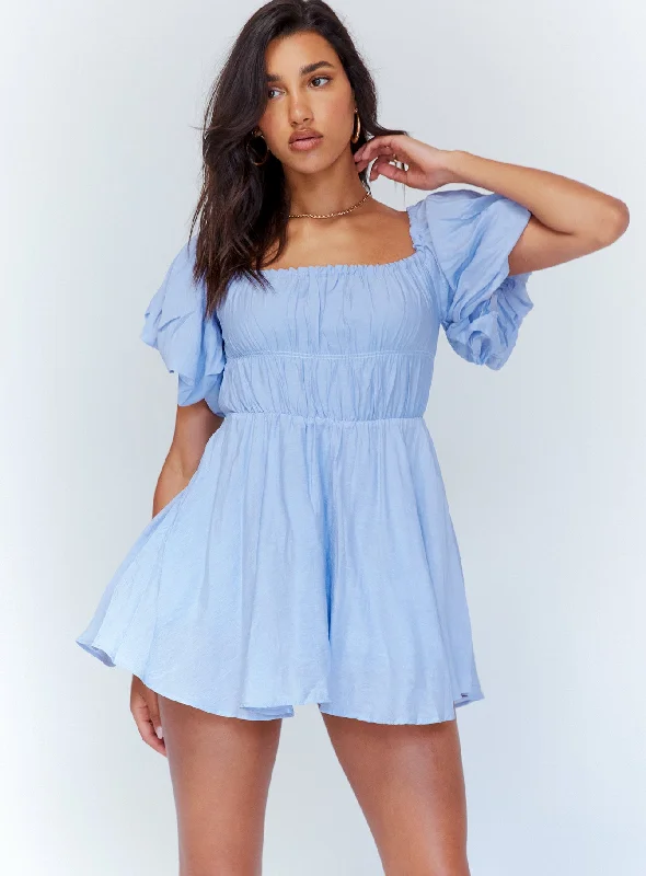 Halton Mini Dress Blue Fashionable Mini Dress with Pockets