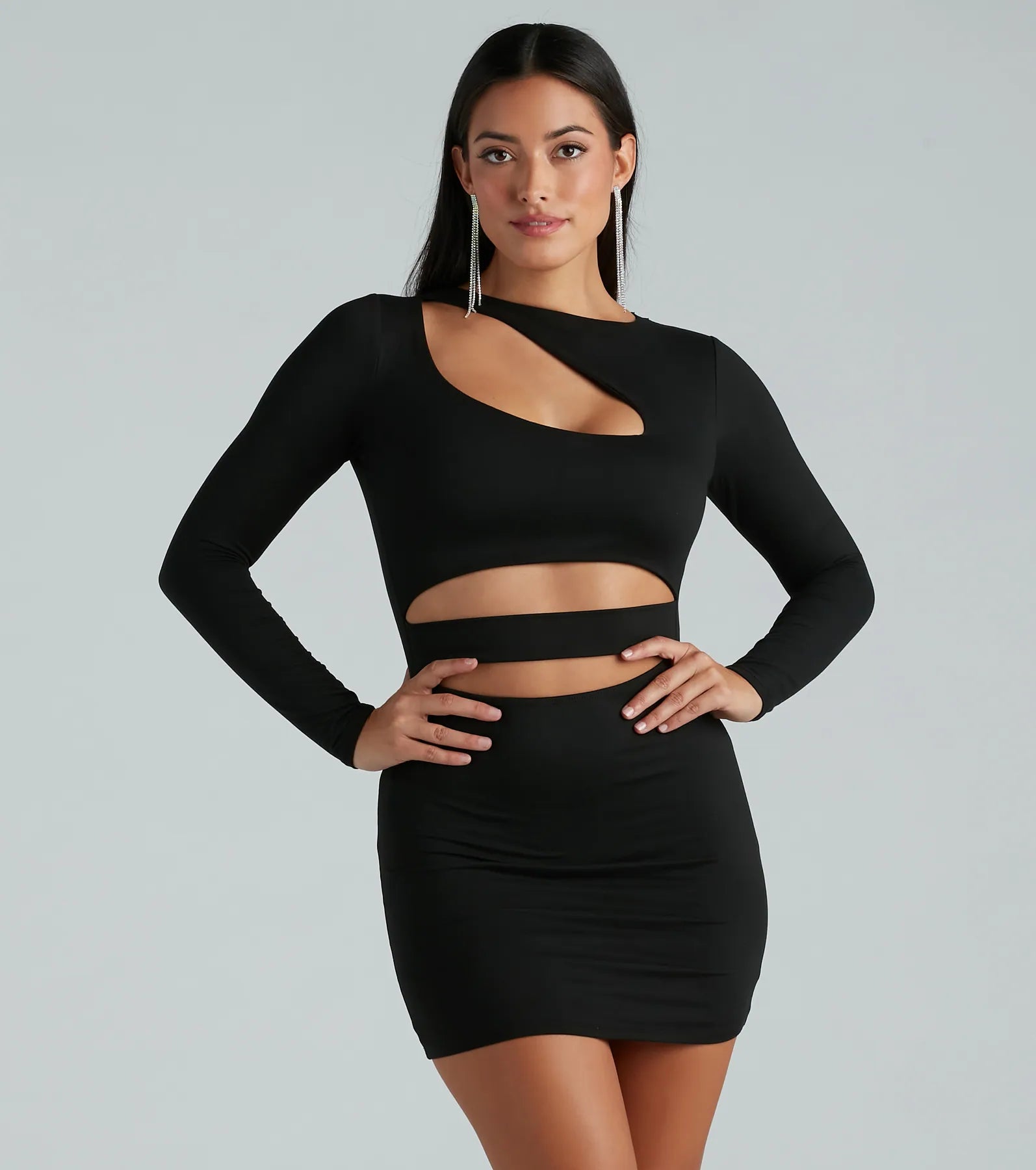 Make The Cut Long Sleeve Mini Dress Cozy Long Sleeve Mini Dress