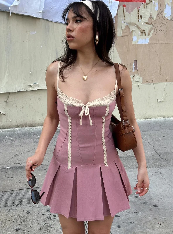 Shirina Mini Dress Dusty Pink Trendy Floral Mini Dress