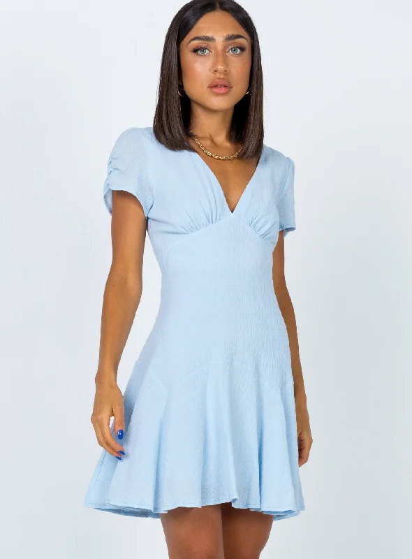 The Sting Mini Dress Baby Blue Trendy Cut-Out Mini Dress