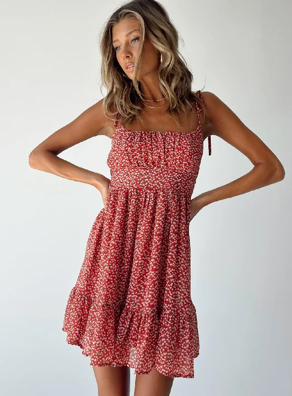 The Bonnie Mini Dress Maroon Trendy Button-Detail Mini Dress